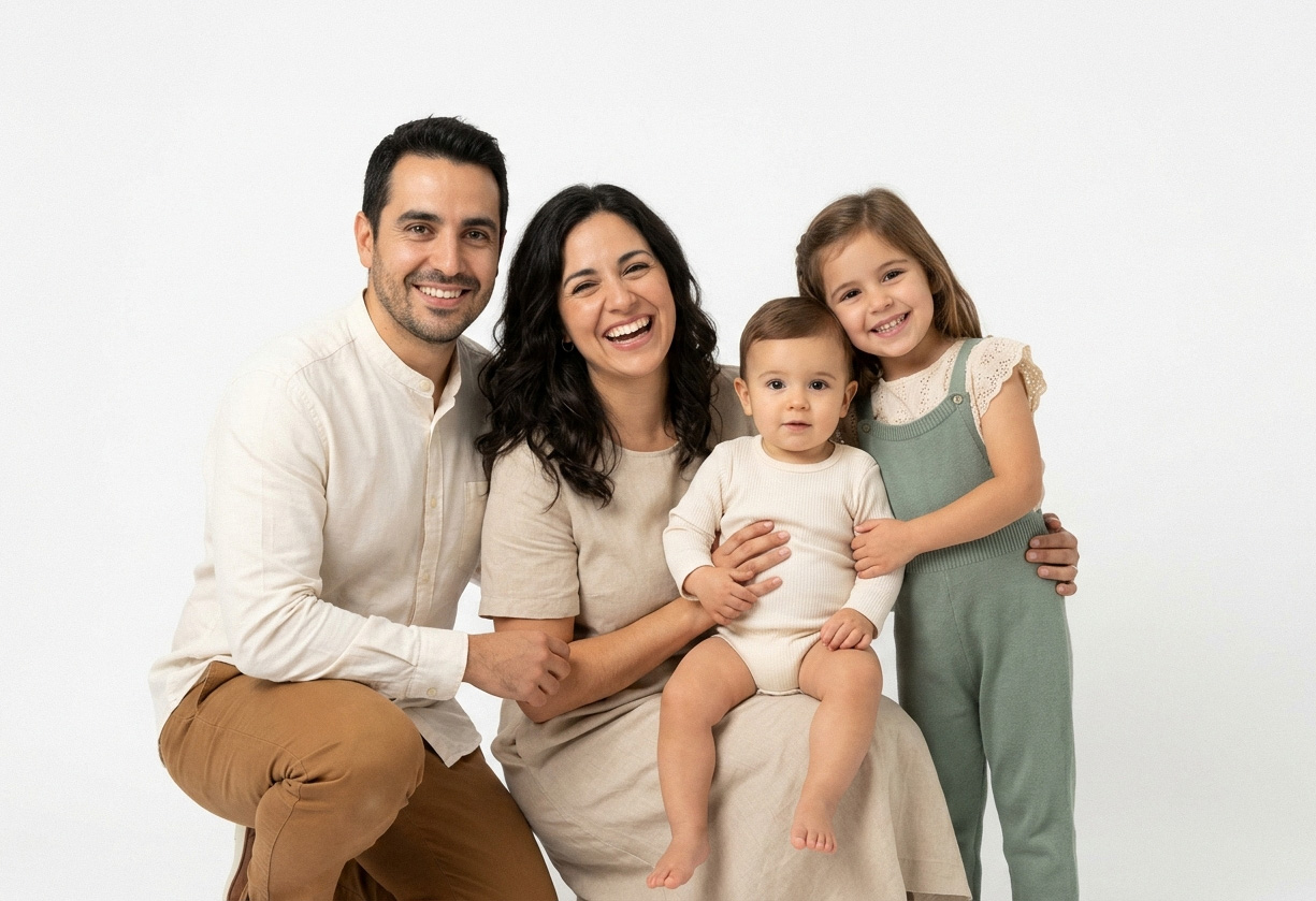 Familia feliz sesión fotográfica